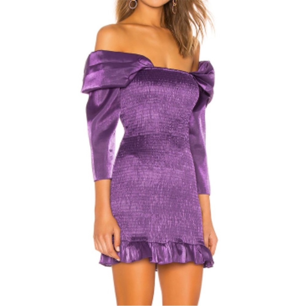 Lovers + Friends Purple Off-Shoulder Mini Dress